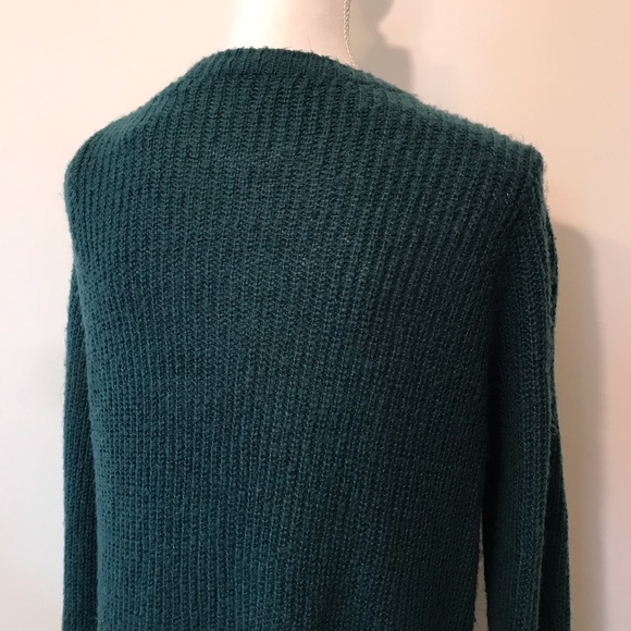 Charlotte Russe Cardigan Sweater Open Front Thick Knit Teal Pockets Medium - Picture 5 of 10